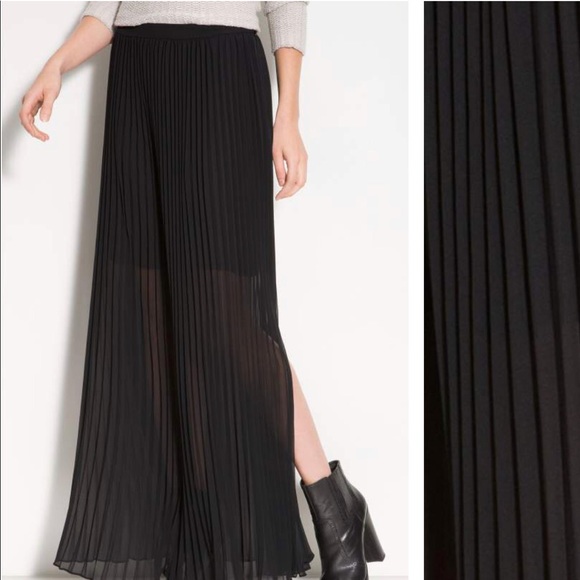 sheer pleated maxi skirt